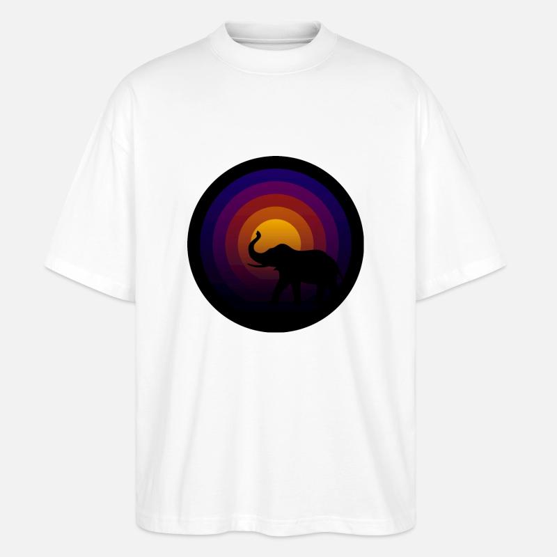 Disque vinyle avec sillon d’éléphant - T-shirt bio Blaster 2.0 coupe oversize Stanley/Stella Unisexe - blanc