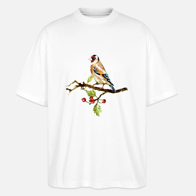 Bunter Vogel - Stanley/Stella Oversized Unisex Bio T-Shirt Blaster 2.0 - Weiß
