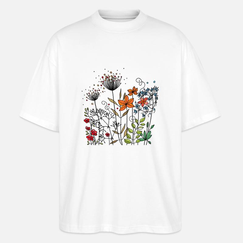 Blumen - Stanley/Stella Oversized Unisex Bio T-Shirt Blaster 2.0 - Weiß