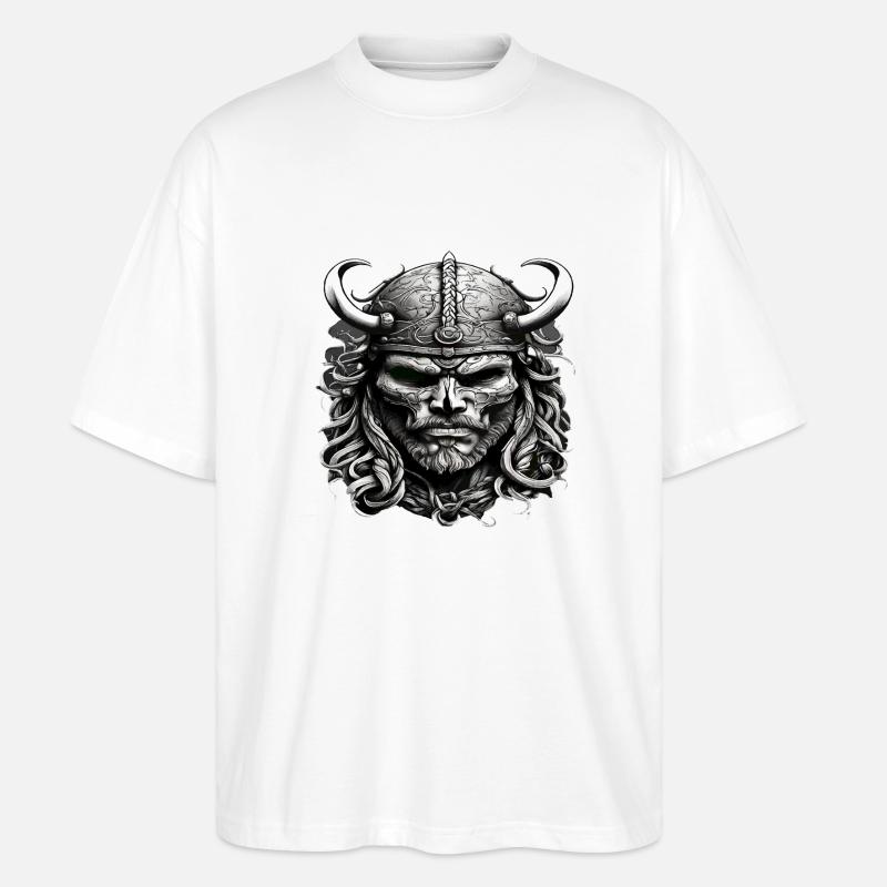 Wikinger Schädel - Stanley/Stella Oversized Unisex Bio T-Shirt Blaster 2.0 - Weiß