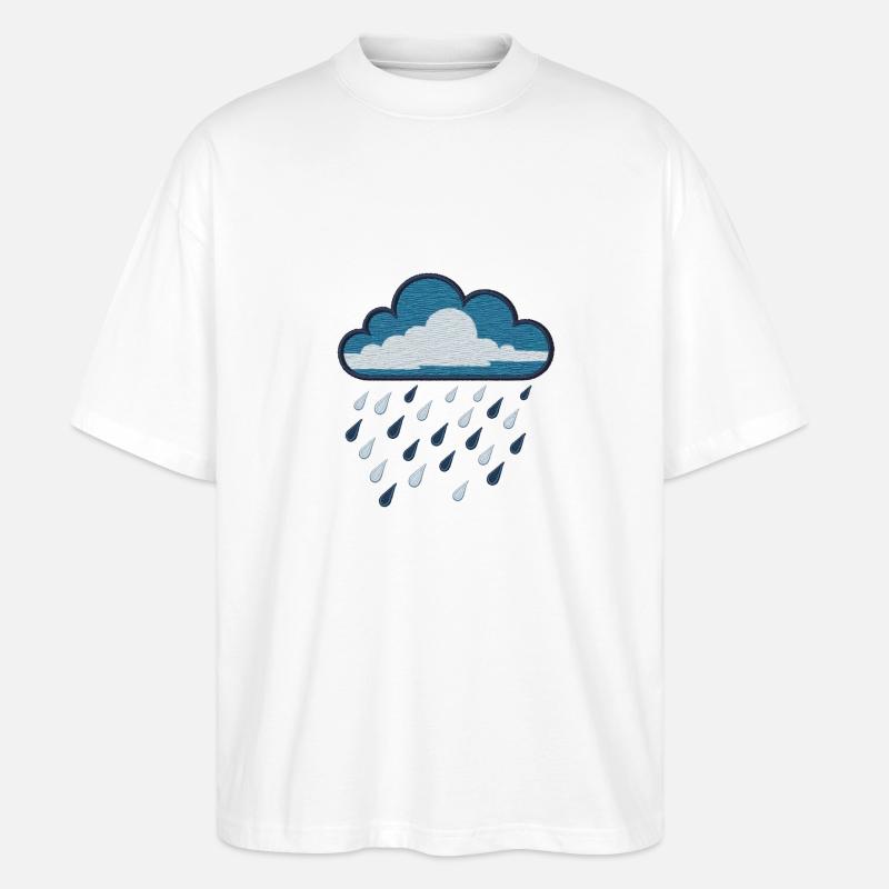 Gestickte Regenwolke - Stanley/Stella Oversized Unisex Bio T-Shirt Blaster 2.0 - Weiß