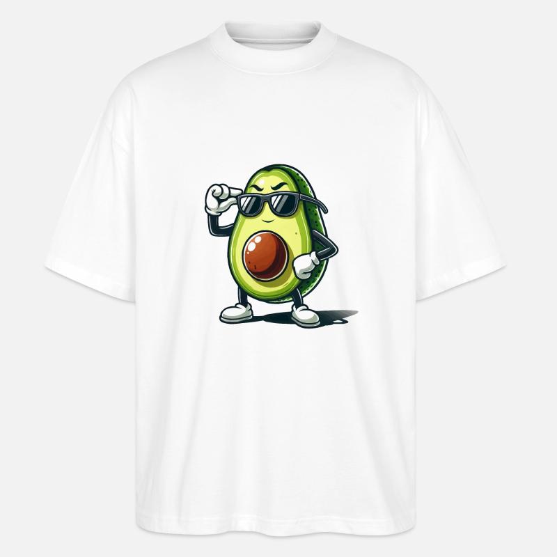 Avocado Comic Cool - Stanley/Stella Oversized Unisex Organic T-shirt Blaster 2.0 - white
