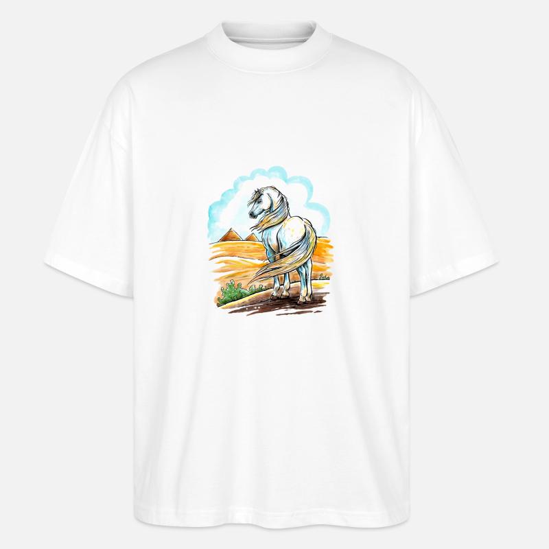 Cheval Arabe Égyptien - T-shirt bio Blaster 2.0 coupe oversize Stanley/Stella Unisexe - blanc