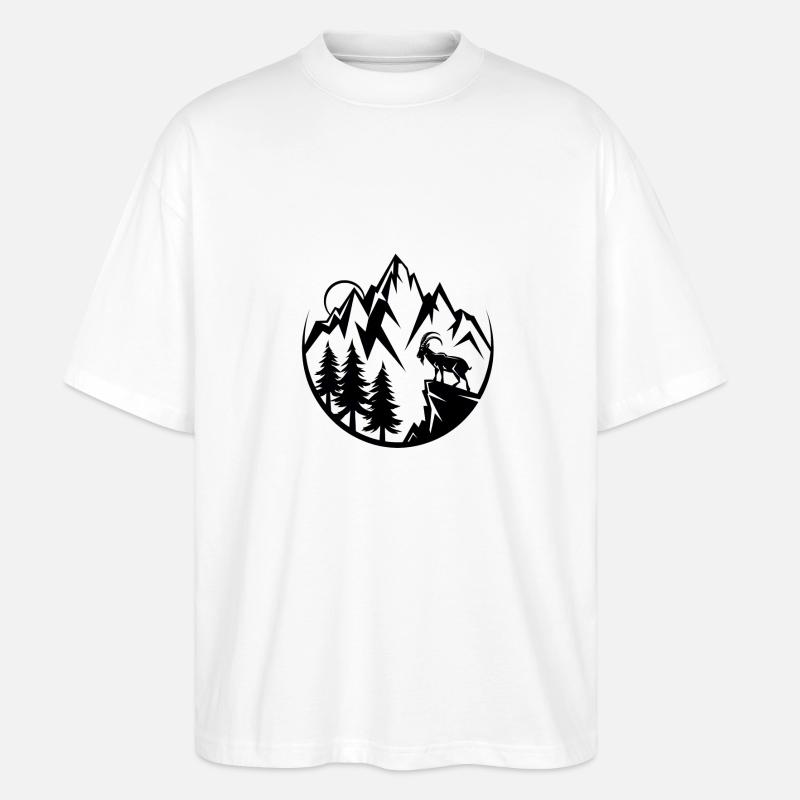 Alpen Berge Steinbock - Stanley/Stella Oversized Unisex Bio T-Shirt Blaster 2.0 - Weiß
