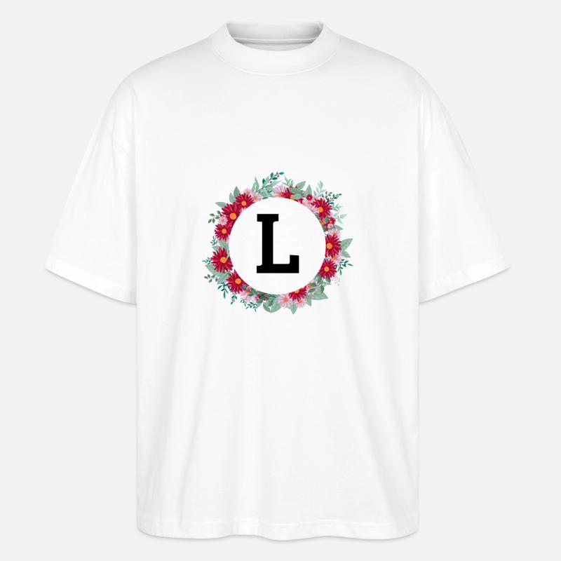 Buchstabe l Blumenkrone - Stanley/Stella Oversized Unisex Bio T-Shirt Blaster 2.0 - Weiß