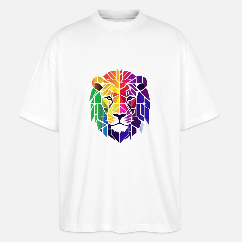 Abstrakter Regenbogen Löwe - Stanley/Stella Oversized Unisex Bio T-Shirt Blaster 2.0 - Weiß