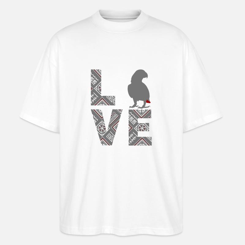 Afrikanischer Graupapagei - Stanley/Stella Oversized Unisex Bio T-Shirt Blaster 2.0 - Weiß
