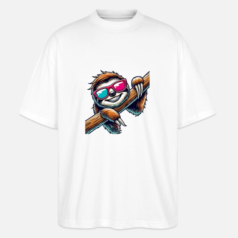 faultier sonnenbrille - Stanley/Stella Oversized Unisex Bio T-Shirt Blaster 2.0 - Weiß