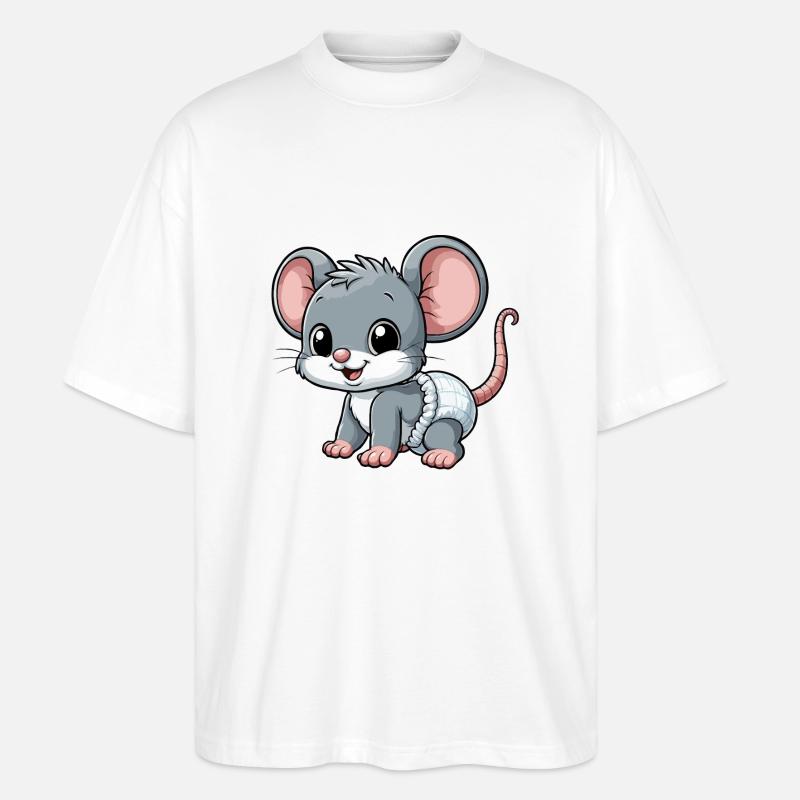 Baby mouse with diaper - Stanley/Stella Oversized Unisex Organic T-shirt Blaster 2.0 - white