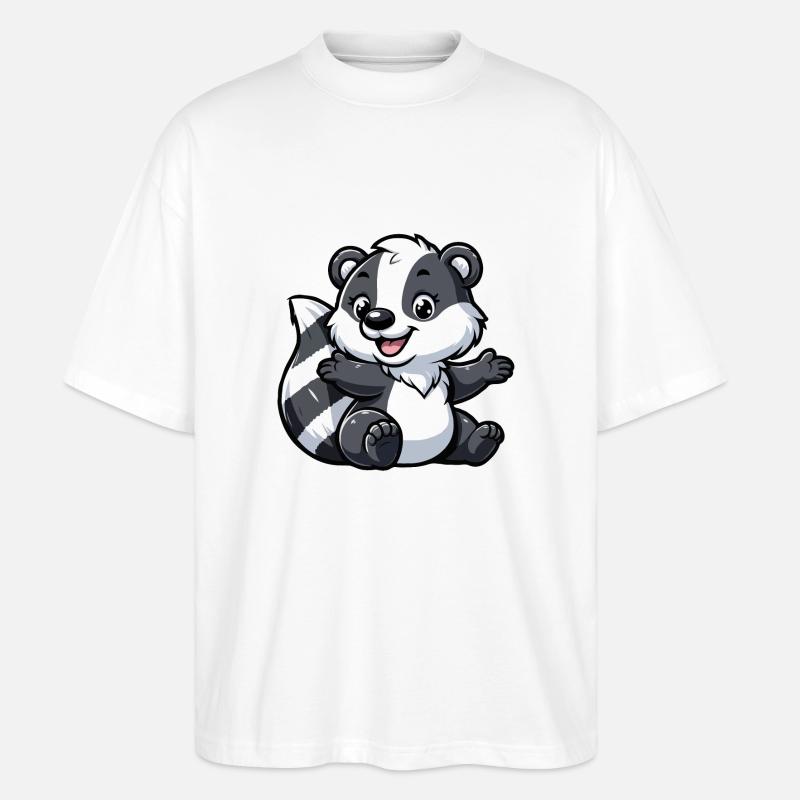 Waschbär Kind - Stanley/Stella Oversized Unisex Bio T-Shirt Blaster 2.0 - Weiß