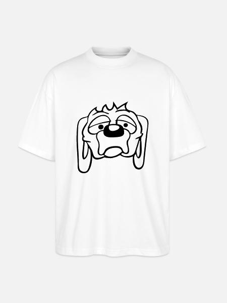 Dog looks unhappy sad shy fear - Stanley/Stella Oversized Unisex Organic T-shirt Blaster 2.0 - white