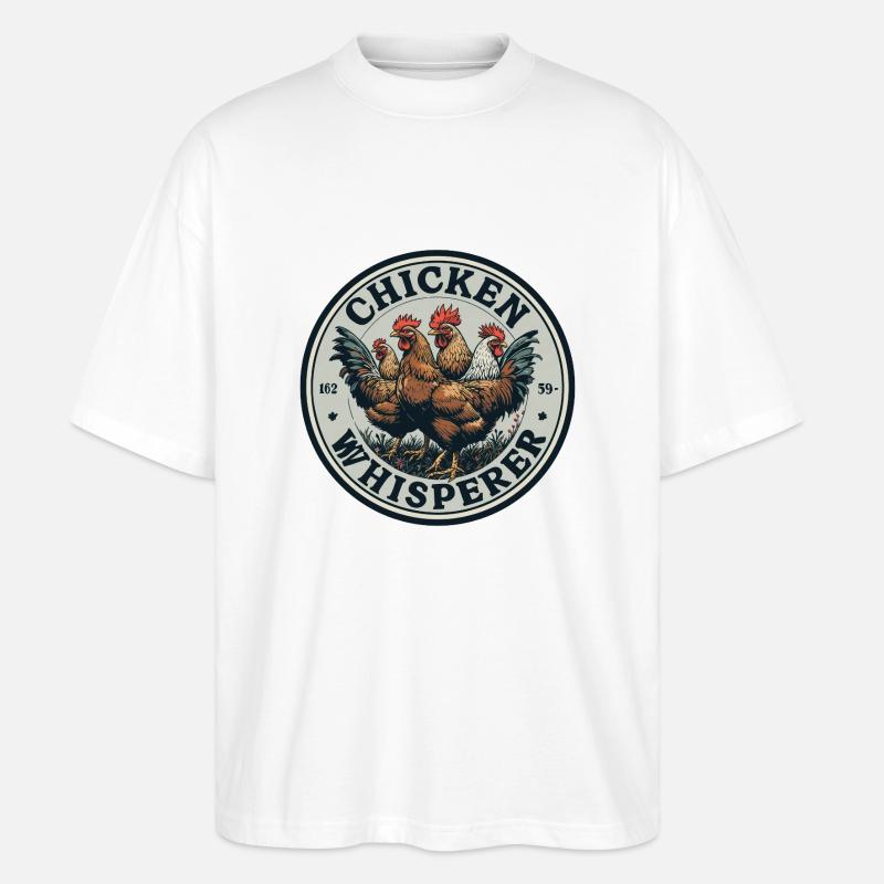 Hühnerflüsterer - chicken whisperer 090434 - Stanley/Stella Oversized Unisex Bio T-Shirt Blaster 2.0 - Weiß