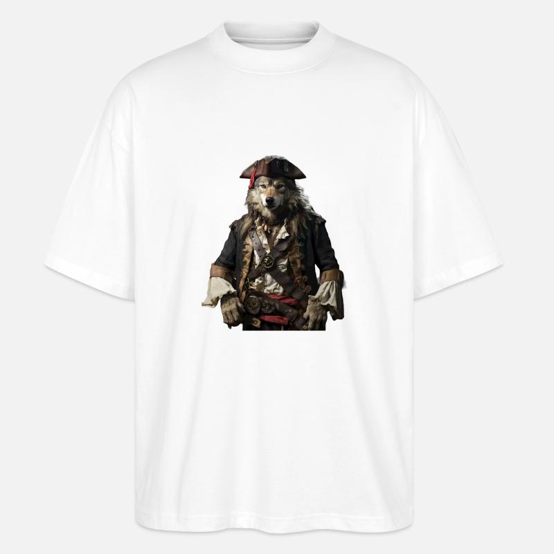 Piraten Wolf - Stanley/Stella Oversized Unisex Bio T-Shirt Blaster 2.0 - Weiß