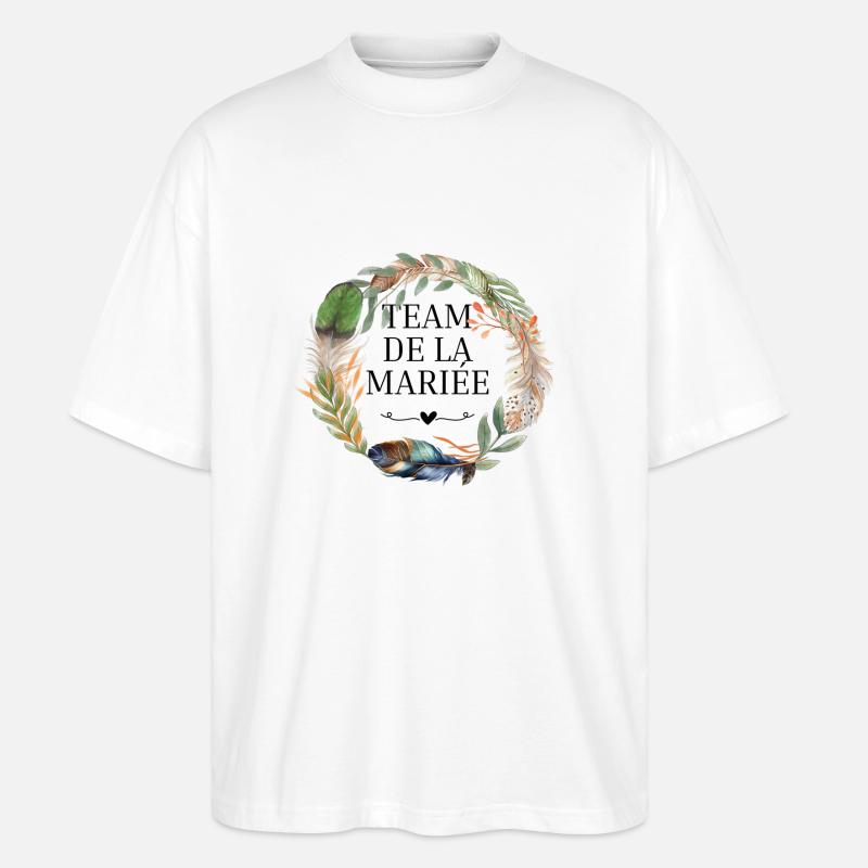 Brautteam Krone Boho-Blumen - Stanley/Stella Oversized Unisex Bio T-Shirt Blaster 2.0 - Weiß