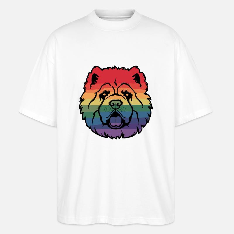 Regenbogen-Chow-Chow - Stanley/Stella Oversized Unisex Bio T-Shirt Blaster 2.0 - Weiß