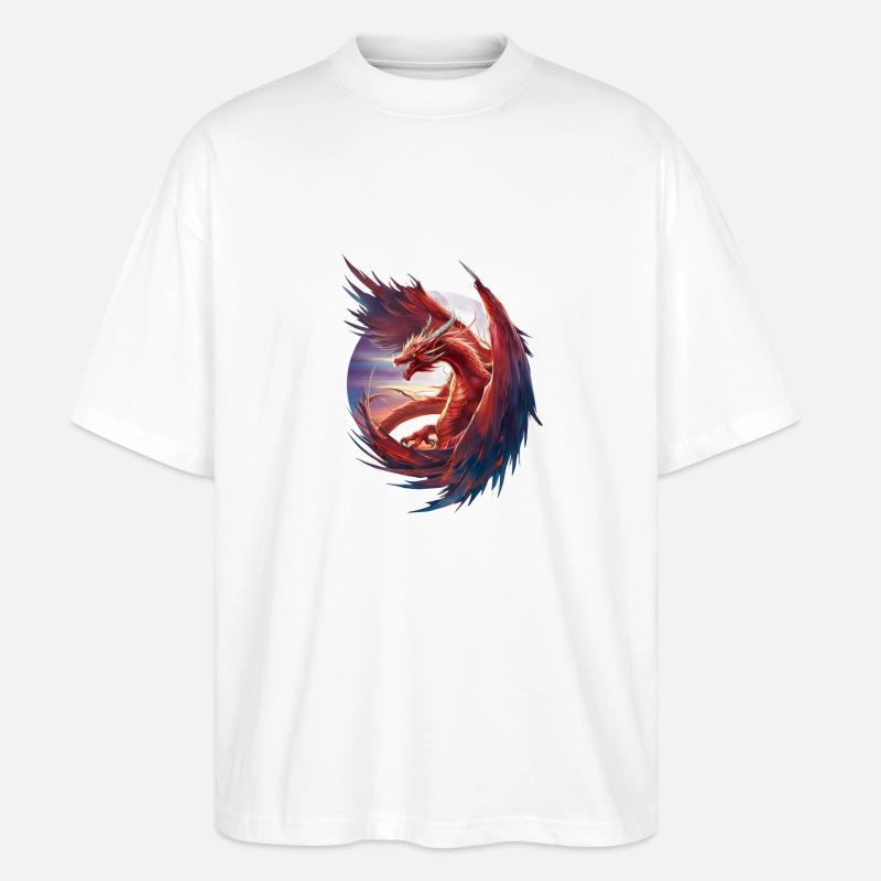 Cooler roter Drache - Stanley/Stella Oversized Unisex Bio T-Shirt Blaster 2.0 - Weiß