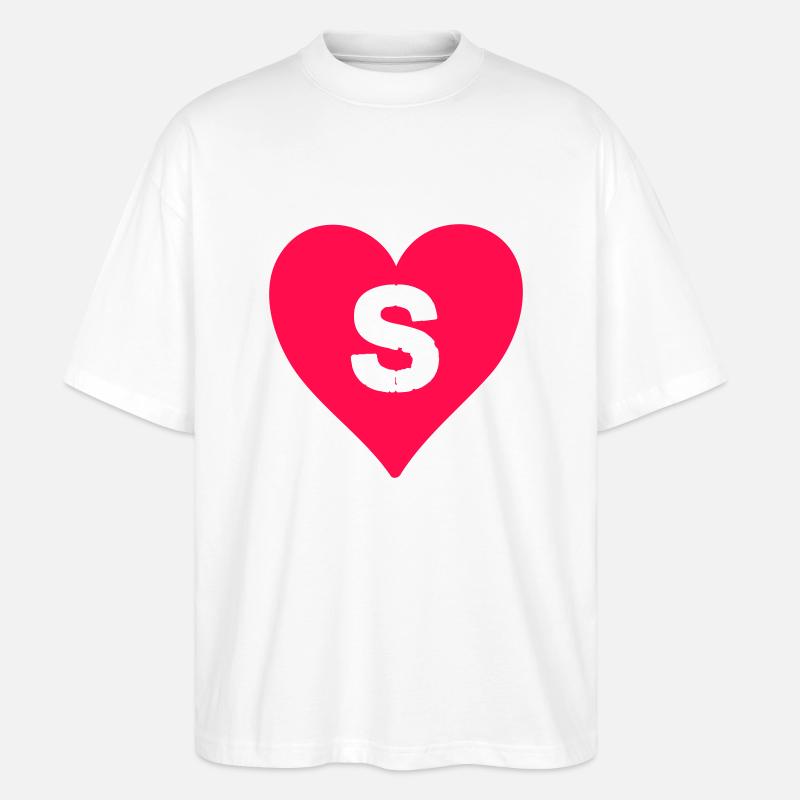 herz buchstabe S - Stanley/Stella Oversized Unisex Bio T-Shirt Blaster 2.0 - Weiß
