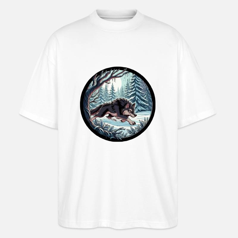 Wolf im Schneewald - Stanley/Stella Oversized Unisex Bio T-Shirt Blaster 2.0 - Weiß