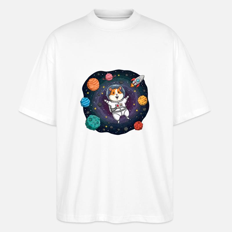 Hamster de l’espace astronaute - T-shirt bio Blaster 2.0 coupe oversize Stanley/Stella Unisexe - blanc