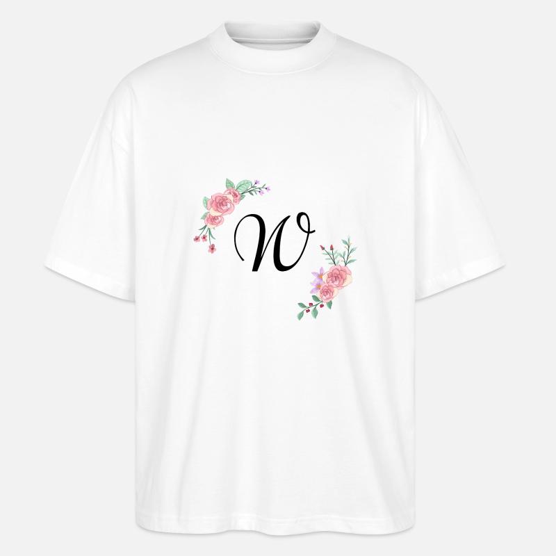Rosa Blumenbuchstabe w - Stanley/Stella Oversized Unisex Bio T-Shirt Blaster 2.0 - Weiß