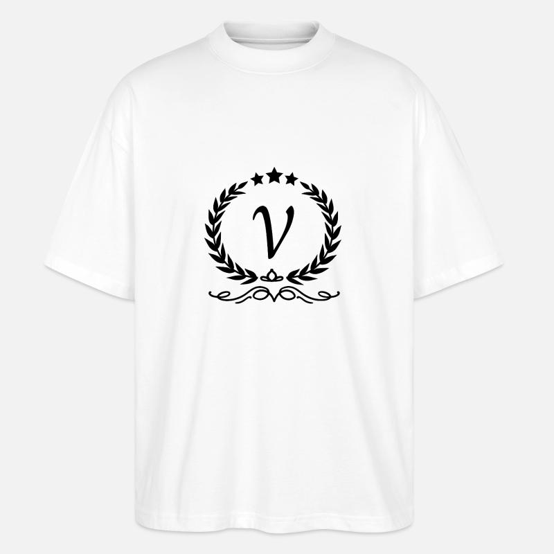 Buchstabe V Krone - Stanley/Stella Oversized Unisex Bio T-Shirt Blaster 2.0 - Weiß