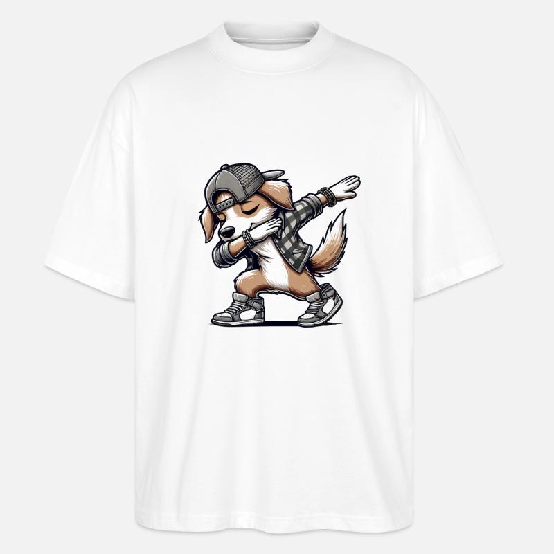 hund dabbing comic - Stanley/Stella Oversized Unisex Bio T-Shirt Blaster 2.0 - Weiß