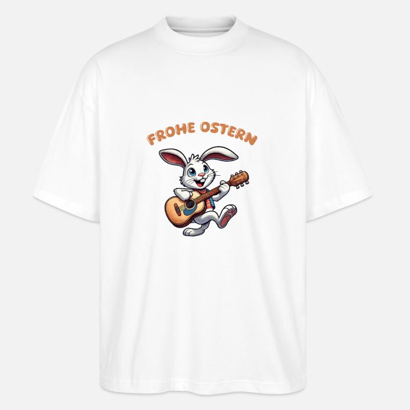 bunny guitar comic easter - Stanley/Stella Oversized Unisex Organic T-shirt Blaster 2.0 - white