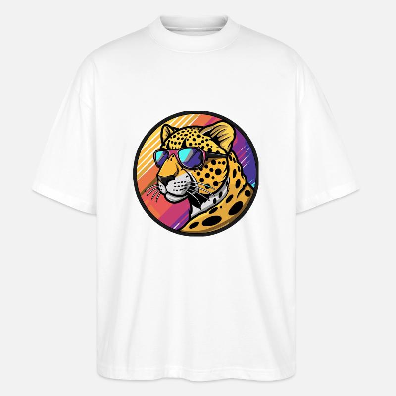 Leopard Comic Cool Sommer - Stanley/Stella Oversized Unisex Bio T-Shirt Blaster 2.0 - Weiß