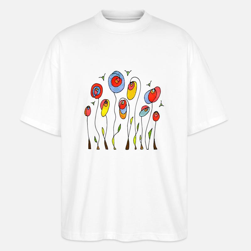 Blumen - Stanley/Stella Oversized Unisex Bio T-Shirt Blaster 2.0 - Weiß