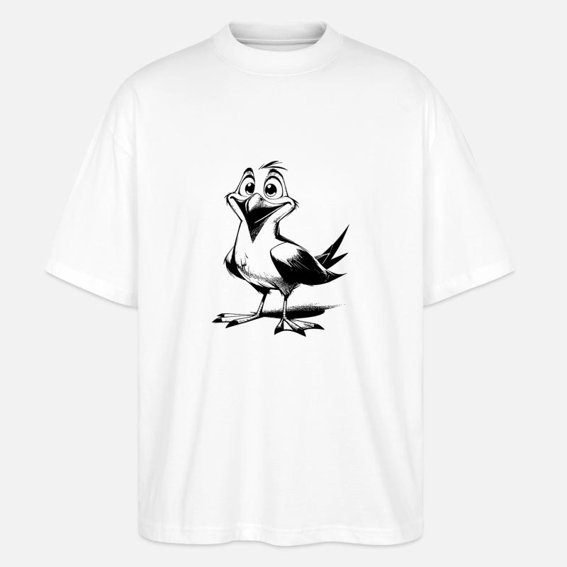 Netter Flattermann lustiger Möwen Vogel - Stanley/Stella Oversized Unisex Bio T-Shirt Blaster 2.0 - Weiß