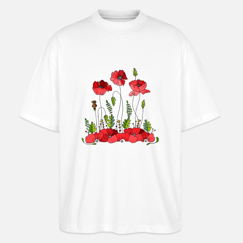 Blumen - Stanley/Stella Oversized Unisex Bio T-Shirt Blaster 2.0 - Weiß