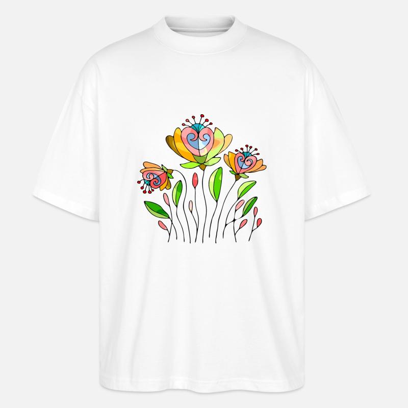 Blumen - Stanley/Stella Oversized Unisex Bio T-Shirt Blaster 2.0 - Weiß
