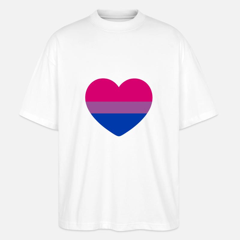 Bi-Flagge Herz - Stanley/Stella Oversized Unisex Bio T-Shirt Blaster 2.0 - Weiß