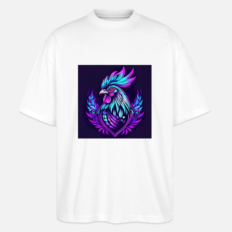 Hahn neonfarben - Stanley/Stella Oversized Unisex Bio T-Shirt Blaster 2.0 - Weiß