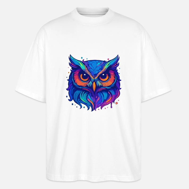 Neon-Eule - Stanley/Stella Oversized Unisex Bio T-Shirt Blaster 2.0 - Weiß