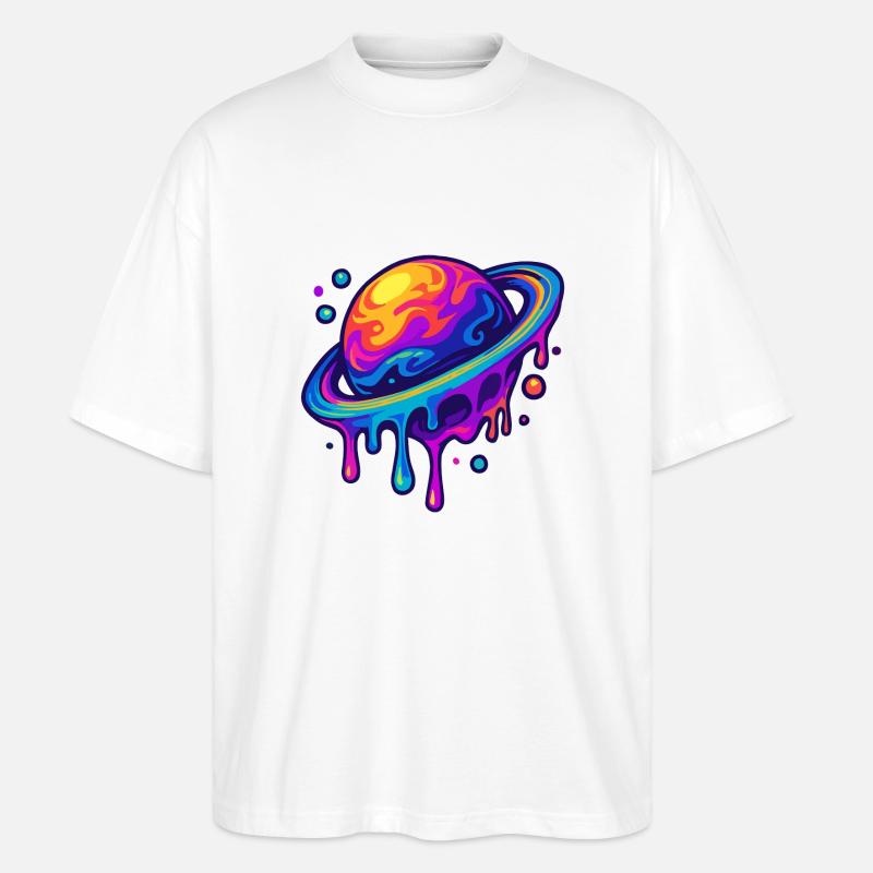 Neon Saturn - Stanley/Stella Oversized Unisex Bio T-Shirt Blaster 2.0 - Weiß