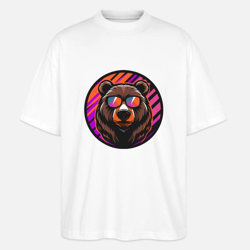 Bear Comic Cool - Stanley/Stella Oversized Unisex Organic T-shirt Blaster 2.0 - white