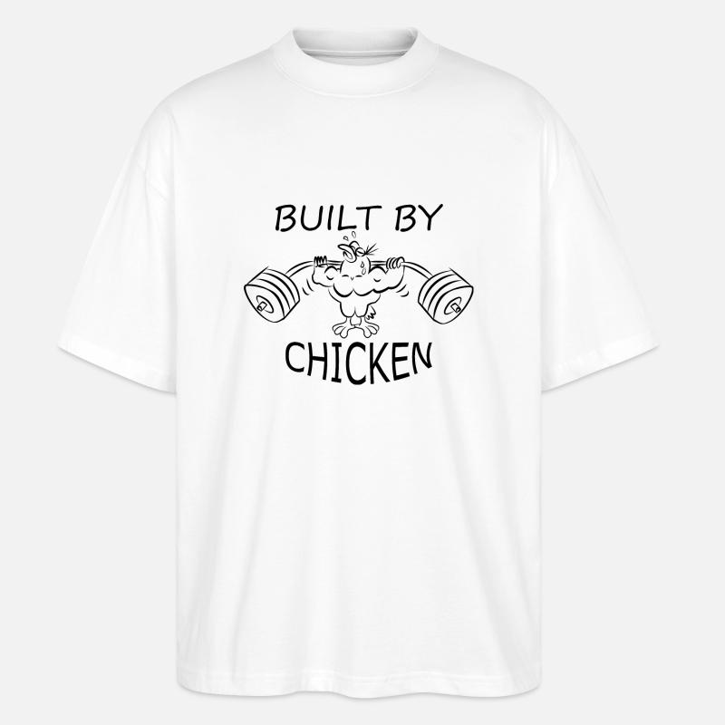 Built by chicken dumbbell gym - Stanley/Stella Oversized Unisex Organic T-shirt Blaster 2.0 - white