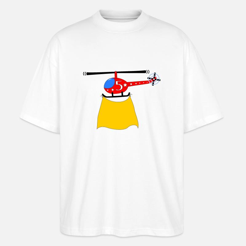Helicopter Birthday 5 - Stanley/Stella Oversized Unisex Organic T-shirt Blaster 2.0 - white