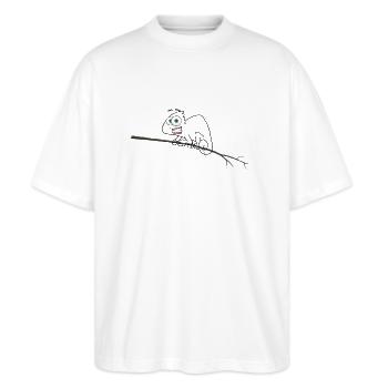 Camouflaged Chameleon - Stanley/Stella Oversized Unisex Organic T-shirt Blaster 2.0 - white - Front - Alina (178cm) & Michal (187cm)