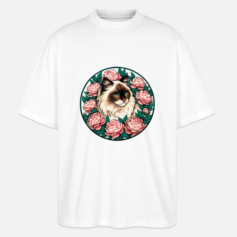 Chat de race Ragdoll - T-shirt bio Blaster 2.0 coupe oversize Stanley/Stella Unisexe - blanc