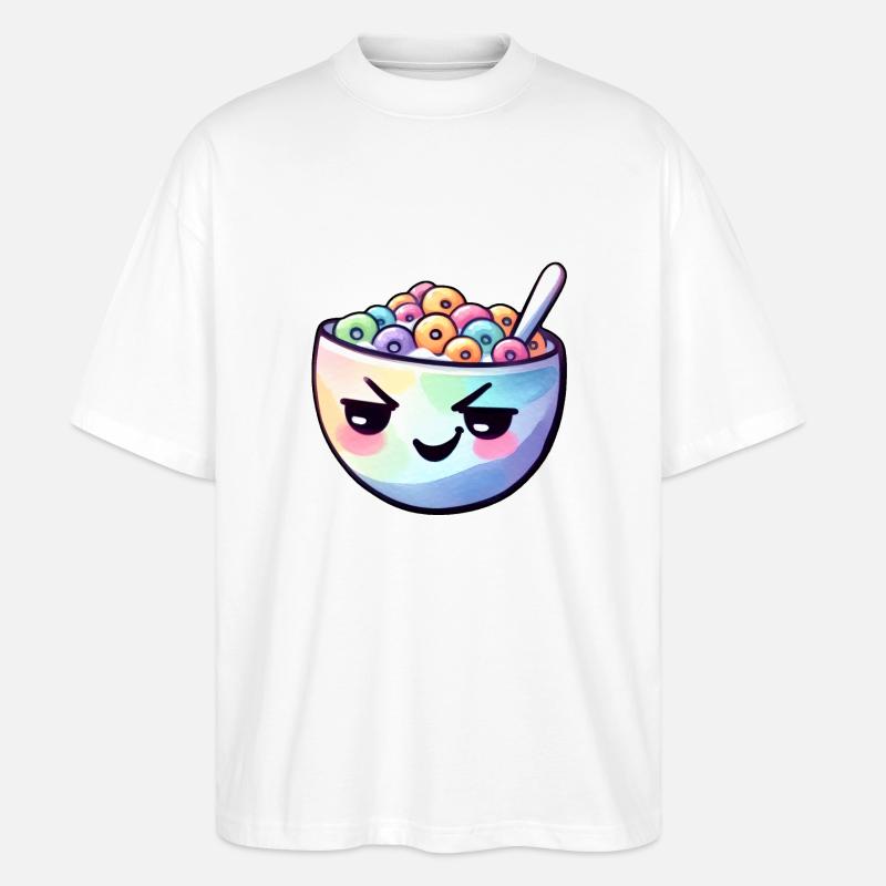 Céréales animées pour le petit-déjeuner - T-shirt bio Blaster 2.0 coupe oversize Stanley/Stella Unisexe - blanc