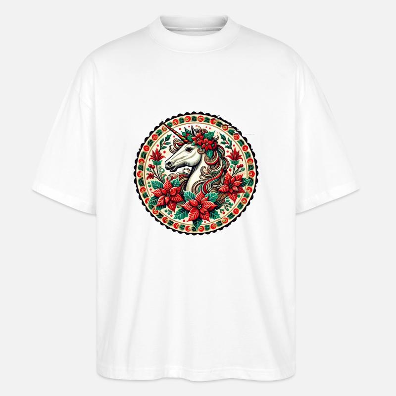 Weihnachten Einhorn - Stanley/Stella Oversized Unisex Bio T-Shirt Blaster 2.0 - Weiß