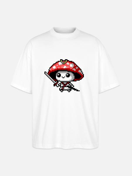 8bit Mushroom Samurai - Stanley/Stella Oversized Unisex Organic T-shirt Blaster 2.0 - white