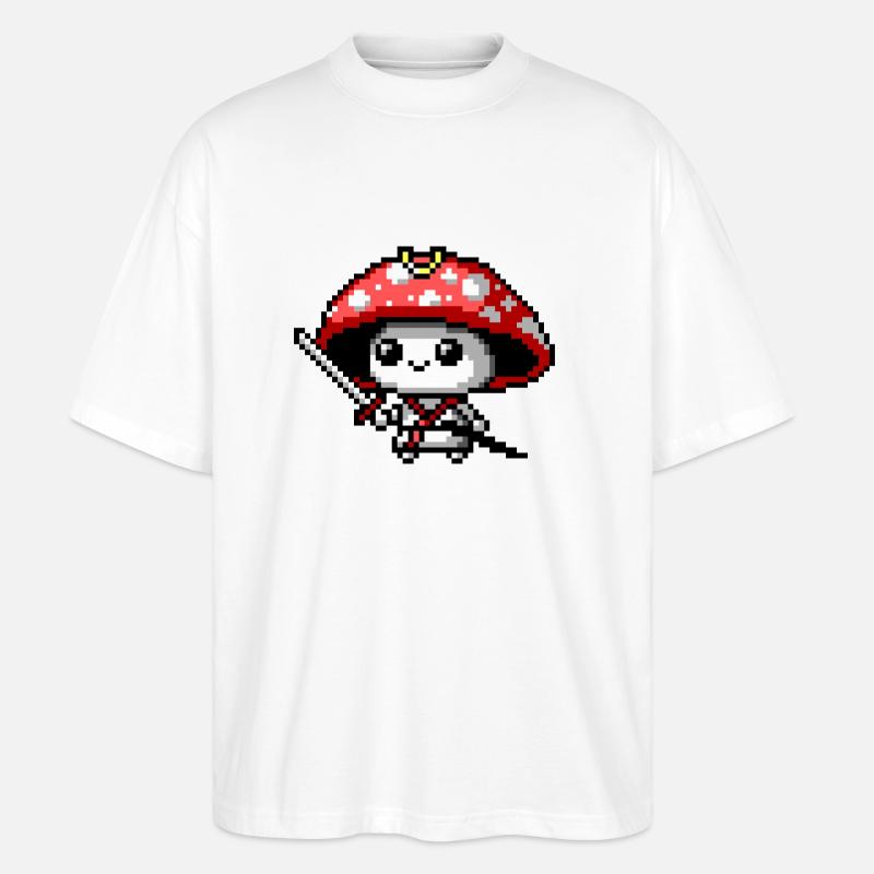 8bit Mushroom Samurai - Stanley/Stella Oversized Unisex Organic T-shirt Blaster 2.0 - white