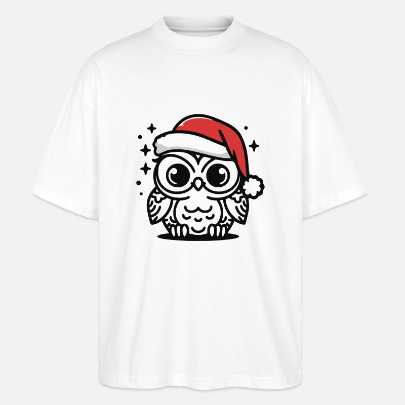 hibou doux Noël - T-shirt bio Blaster 2.0 coupe oversize Stanley/Stella Unisexe - blanc