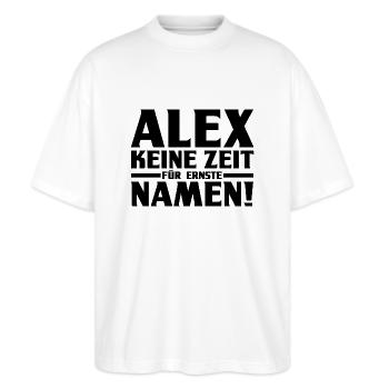 Alexander Alexandra Alexa Alex - Stanley/Stella Oversized Unisex Bio T-Shirt Blaster 2.0 - Weiß - Vorne - Alina (178cm) & Michal (187cm)