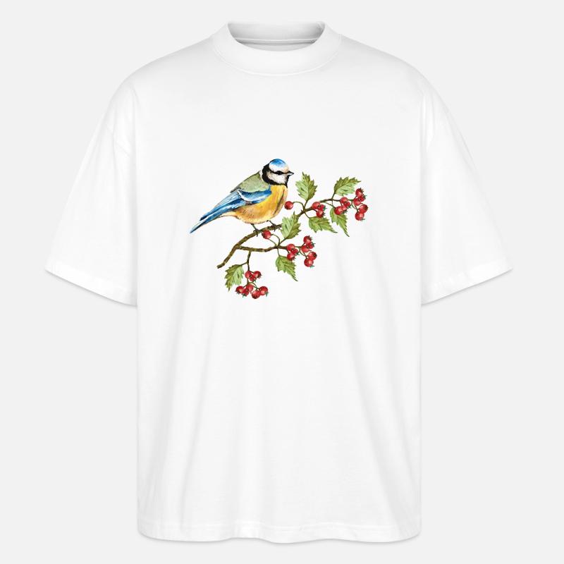 Bunter Vogel - Stanley/Stella Oversized Unisex Bio T-Shirt Blaster 2.0 - Weiß
