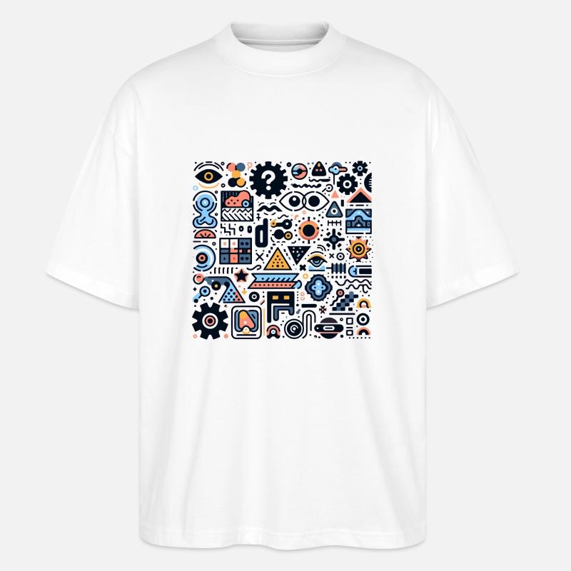 Abstract Geometric Patterns - Stanley/Stella Oversized Unisex Organic T-shirt Blaster 2.0 - white