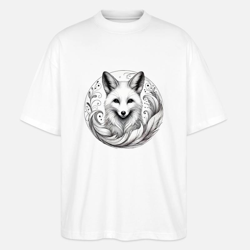 Peaceful Fox - Stanley/Stella Oversized Unisex Organic T-shirt Blaster 2.0 - white